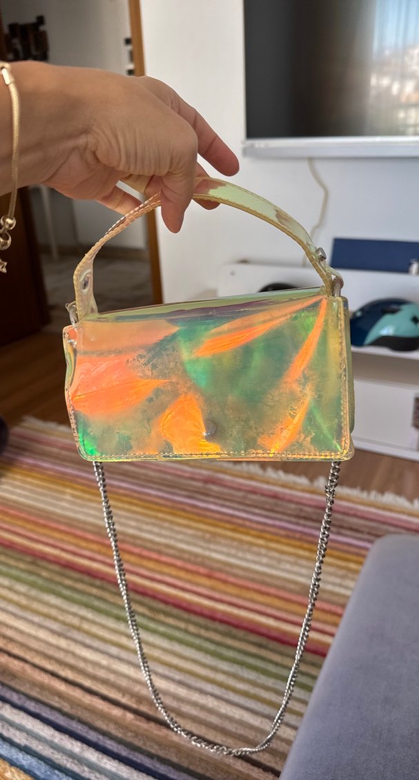 Zincir Detaylı Çok Renkli Tie-Dye Kadın Çanta - Görsel 3