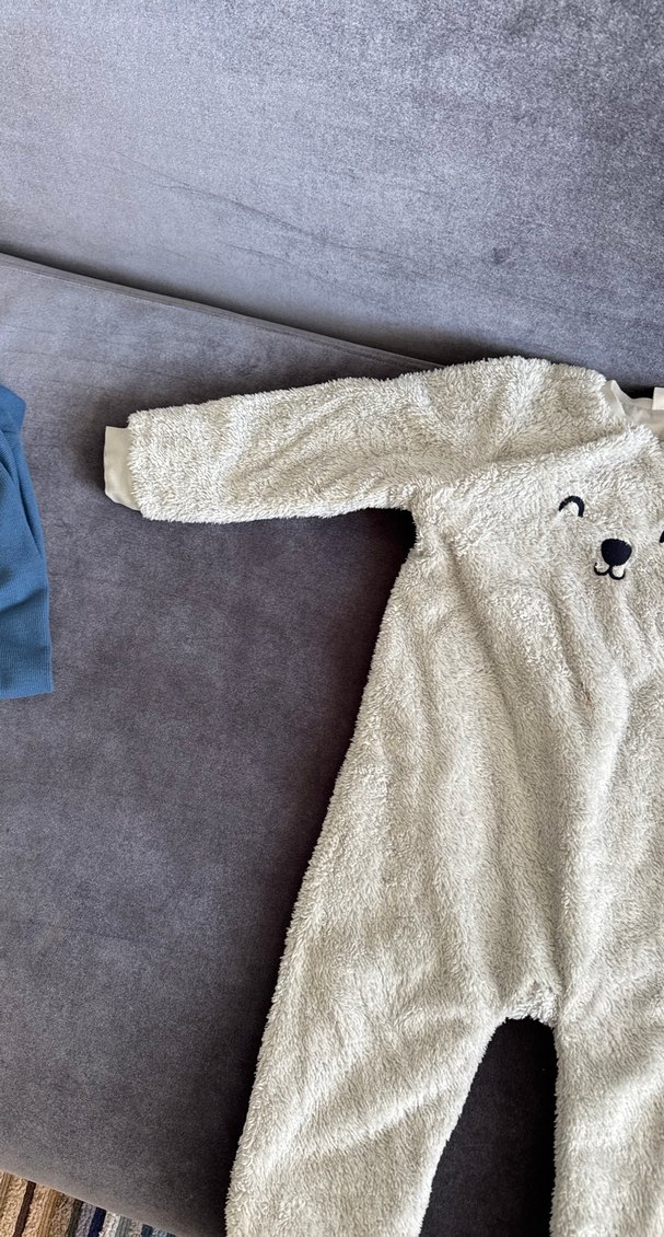 Gri Kürklü Erkek Bebek Tulumu - Görsel 2