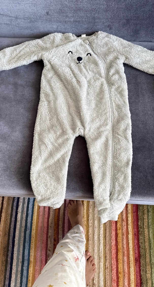 Gri Kürklü Erkek Bebek Tulumu - Görsel 3