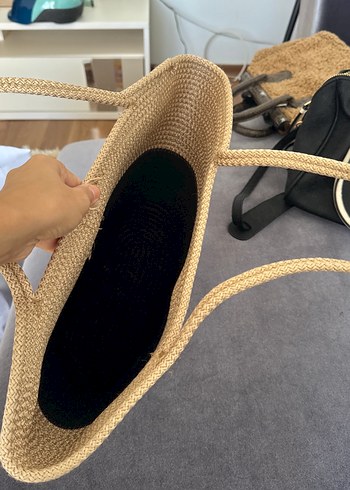 Bej Siyah Örgü Kadın Çanta - Görsel 3