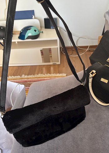 Siyah Peluş Kadın Omuz Çantası - Görsel 2