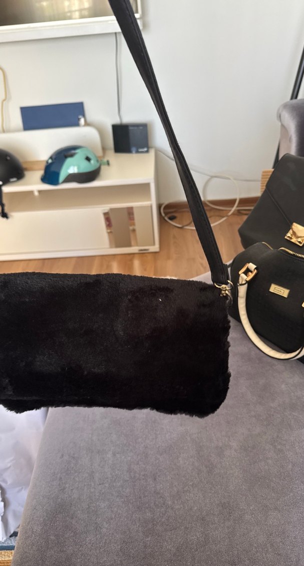 Siyah Peluş Kadın Omuz Çantası - Görsel 3
