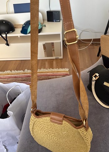 Bej Örgü Bohem Kadın Çapraz Çanta - Görsel 2