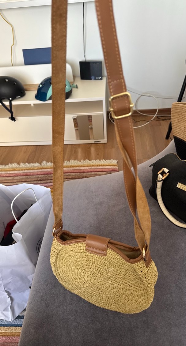 Bej Örgü Bohem Kadın Çapraz Çanta - Görsel 2