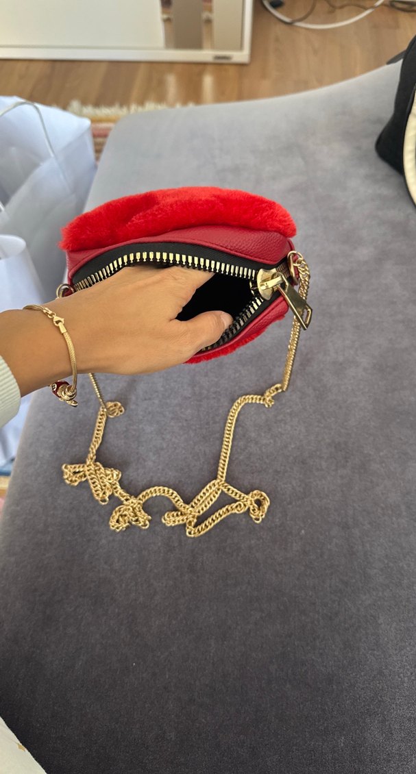 Kırmızı Süet ve Kürklü Kadın Çanta - Görsel 2