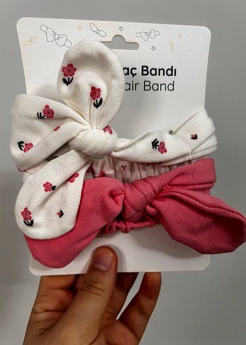 Pembe Baskılı Fiyonk Saç Bantları