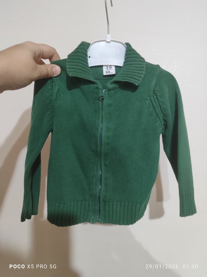 Zara Erkek Çocuk Yeşil Triko Sweatshirt - Görsel 3