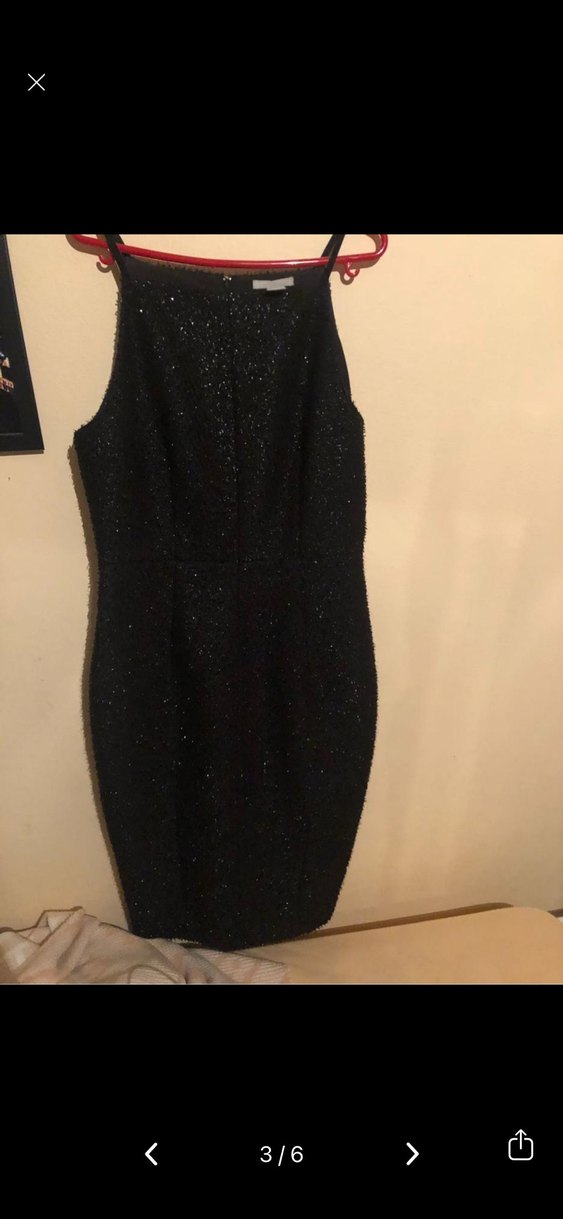 Simli Siyah halter Yaka Midi Elbise - Görsel 4