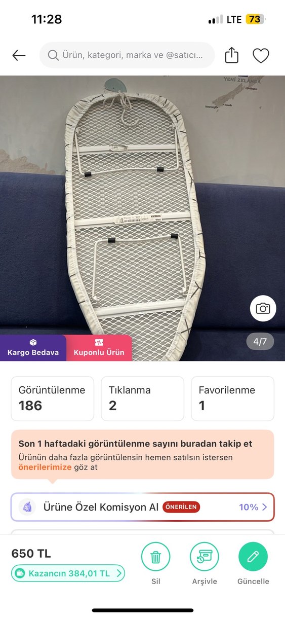 Gri Desenli Ütü Masası Kılıfı İkea - Görsel 2