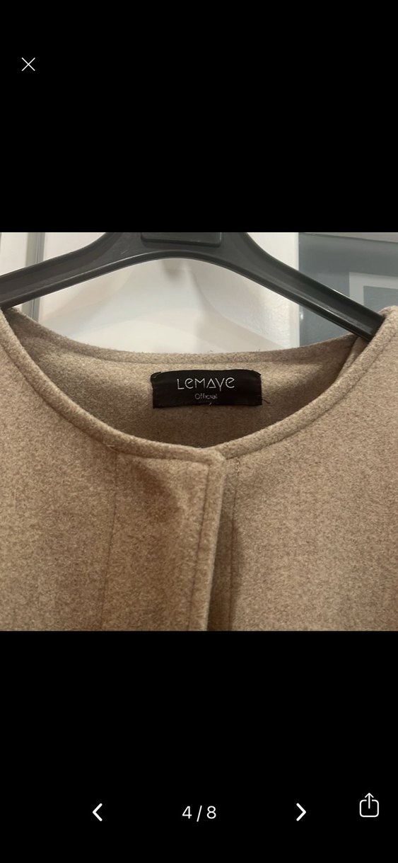 Bej Uzun  Yüksek Yaka kaşe kaban - Görsel 5