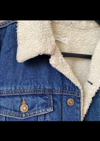 Mavi Kürklü Denim Ceket - Görsel 2