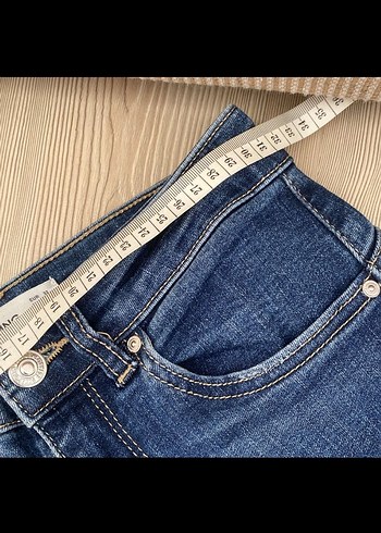 Düğmeli Lacivert Kadın Denim Pantolon - Görsel 6