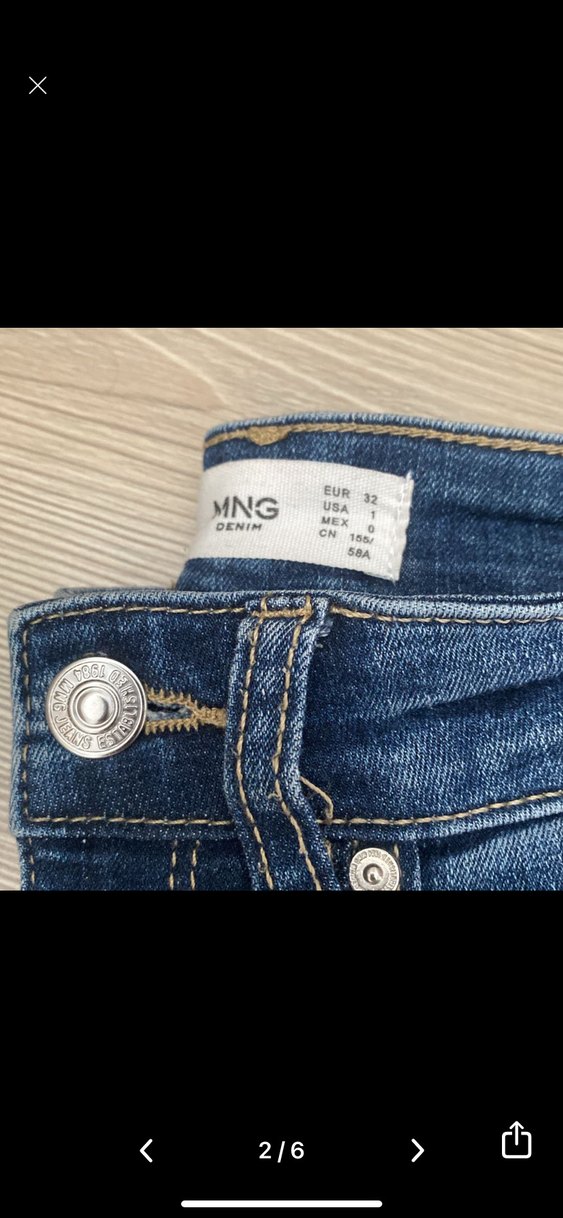 Düğmeli Lacivert Kadın Denim Pantolon - Görsel 2