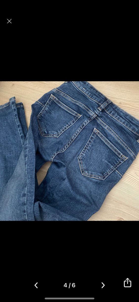 Düğmeli Lacivert Kadın Denim Pantolon - Görsel 4