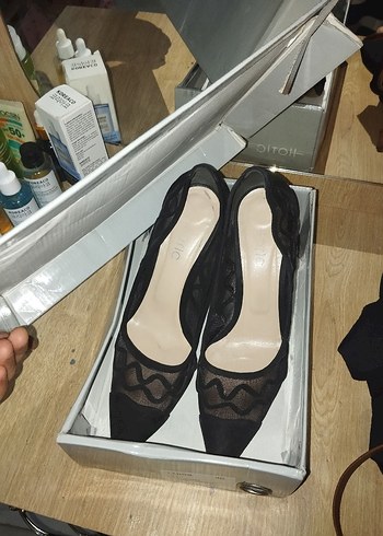 HOTİÇ Dantel Detaylı Siyah Kadın Topuklu Ayakkabı - Görsel 8