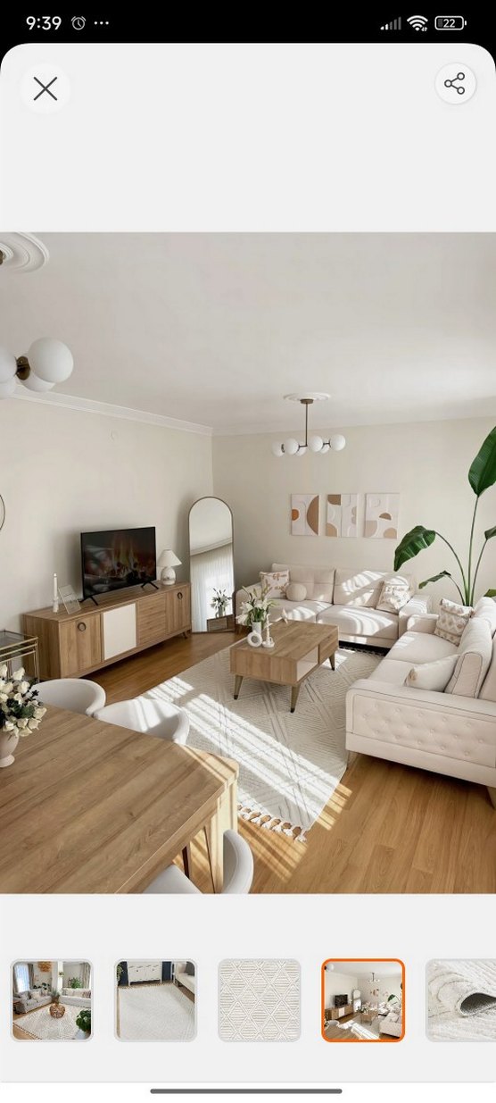 Krem Bohem Tarzı Desenli Halı - Görsel 3