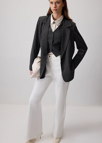 Zara Cizgili Blazer Ceket Takim