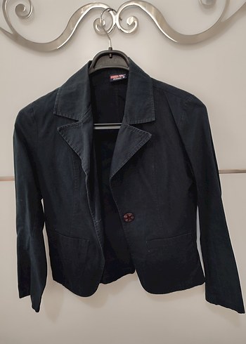 Siyah Kadın Denim Blazer Ceket