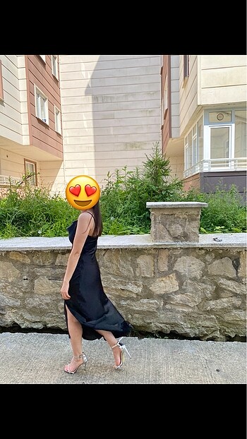 34 Beden Siyah astarlı dokuma saten şık abiye elbise