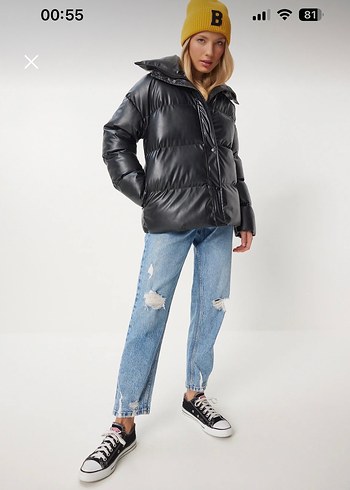 Siyah Street Style Kadın Mont