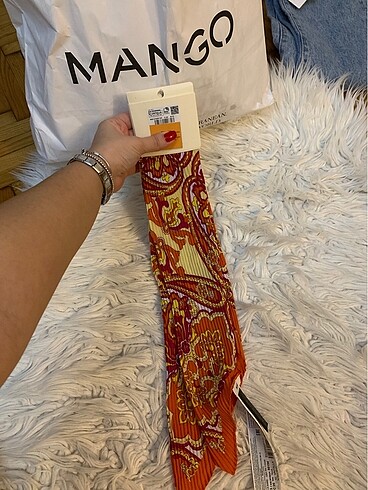 Mango Mango pilili turuncu sarı pembe fular saç bandı
