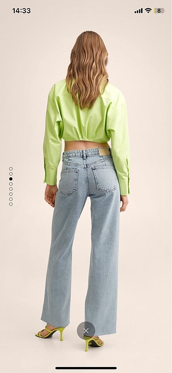Mango yüksel bel mavi wide leg jean kot pantolon