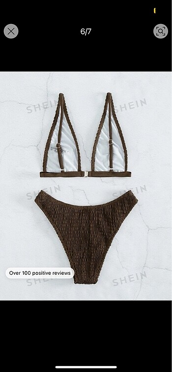 m Beden kahverengi Renk Shein kahverengi dokulu üçgen bikini takımı