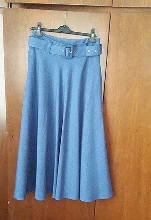 indigo rengi mevlana model kemerli etek.