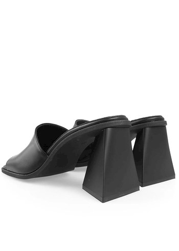 Hakıki deri Siyah Kadın Topuklu Terlik - Görsel 3