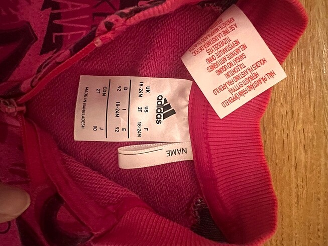 18-24 Ay Beden pembe Renk Adidas Çocuk Eşofman Takımı