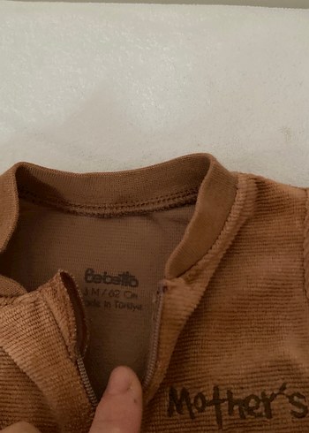 Kahverengi Fermuarlı Bebek Tulumu - Görsel 2