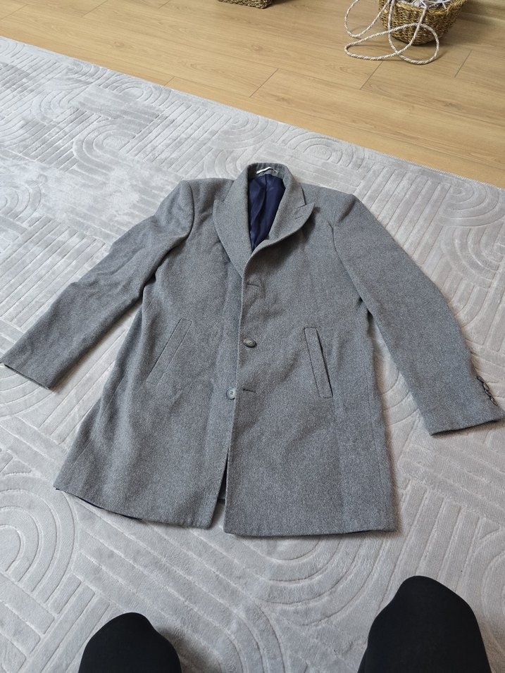 Gri Erkek Düğmeli Midi Ceket - Görsel 2
