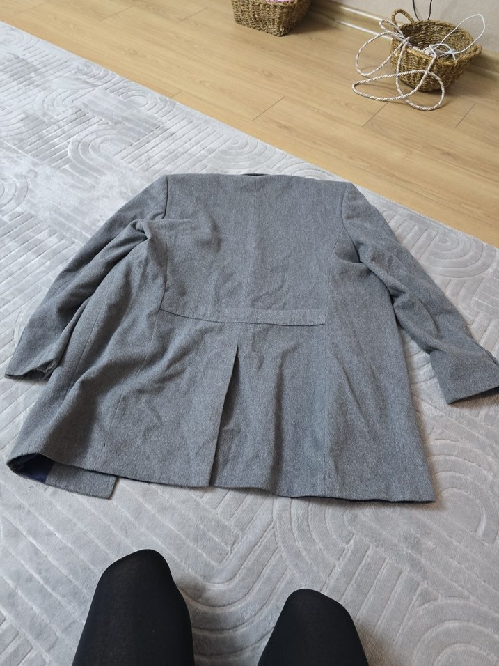 Gri Erkek Düğmeli Midi Ceket - Görsel 5