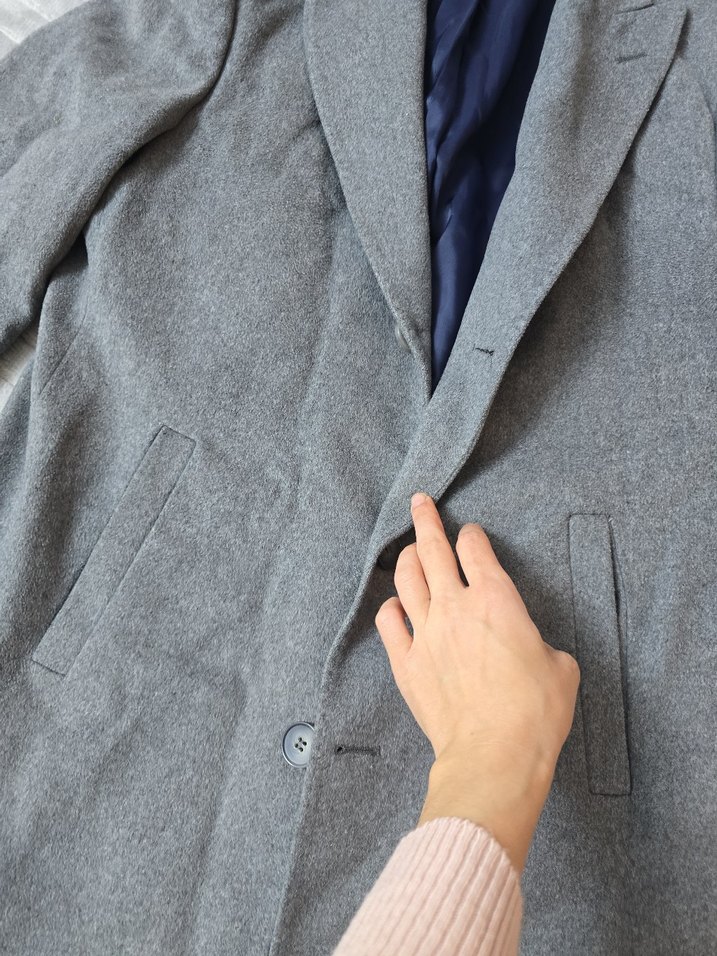 Gri Erkek Düğmeli Midi Ceket - Görsel 3