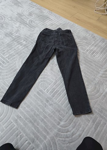 Gri Bol Kesim Midi Kot Pantolon - Görsel 4