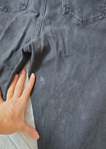 Gri Bol Kesim Midi Kot Pantolon - Görsel 5