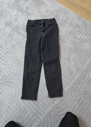 Gri Bol Kesim Midi Kot Pantolon - Görsel 2