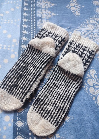 desenli el örgüsü çorap patik - Görsel 3