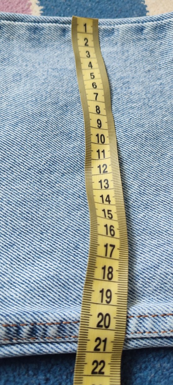 erkek Mavi Midi Boy Bol Kesim Kot Pantolon - Görsel 5