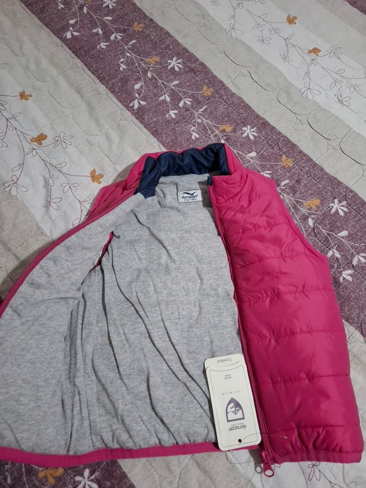 Kız Çocuk Pembe Fermuarlı Yelek - Görsel 2