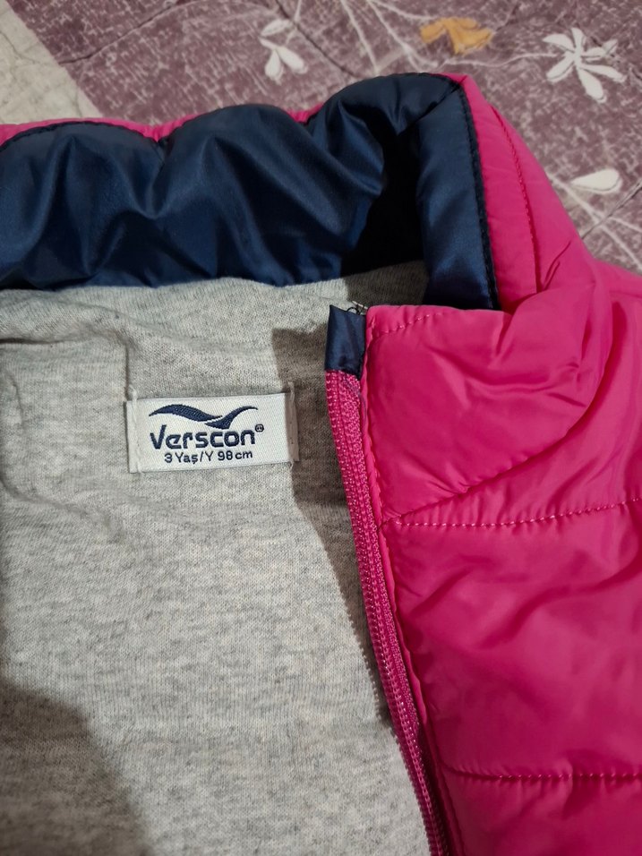 Kız Çocuk Pembe Fermuarlı Yelek - Görsel 3