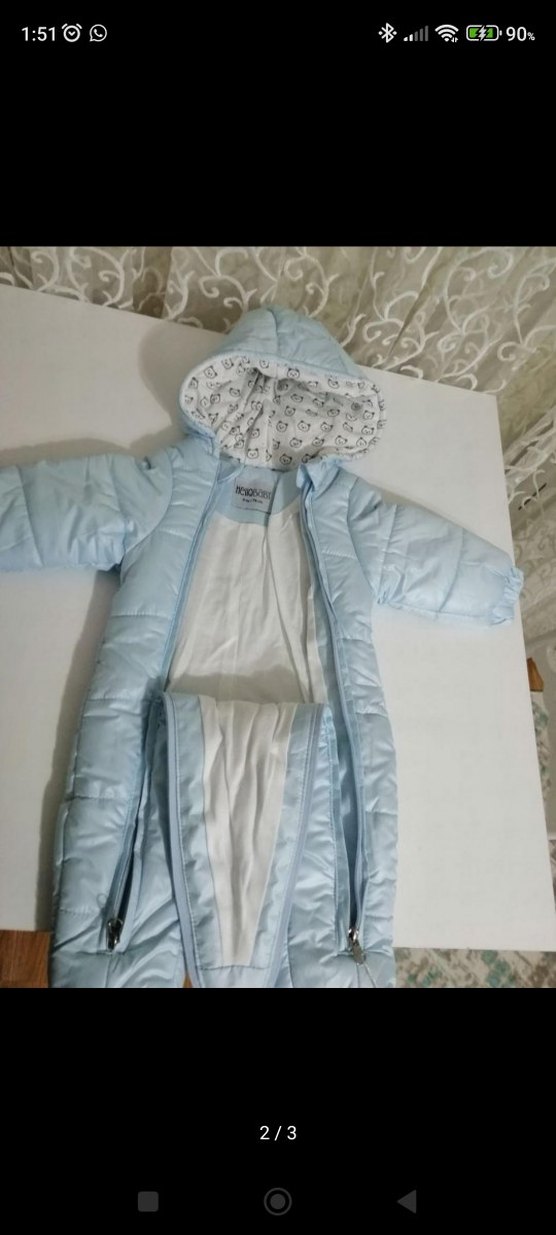 Mavi Bebek Kayak Tulumu Fermuarlı Kapüşonlu - Görsel 2