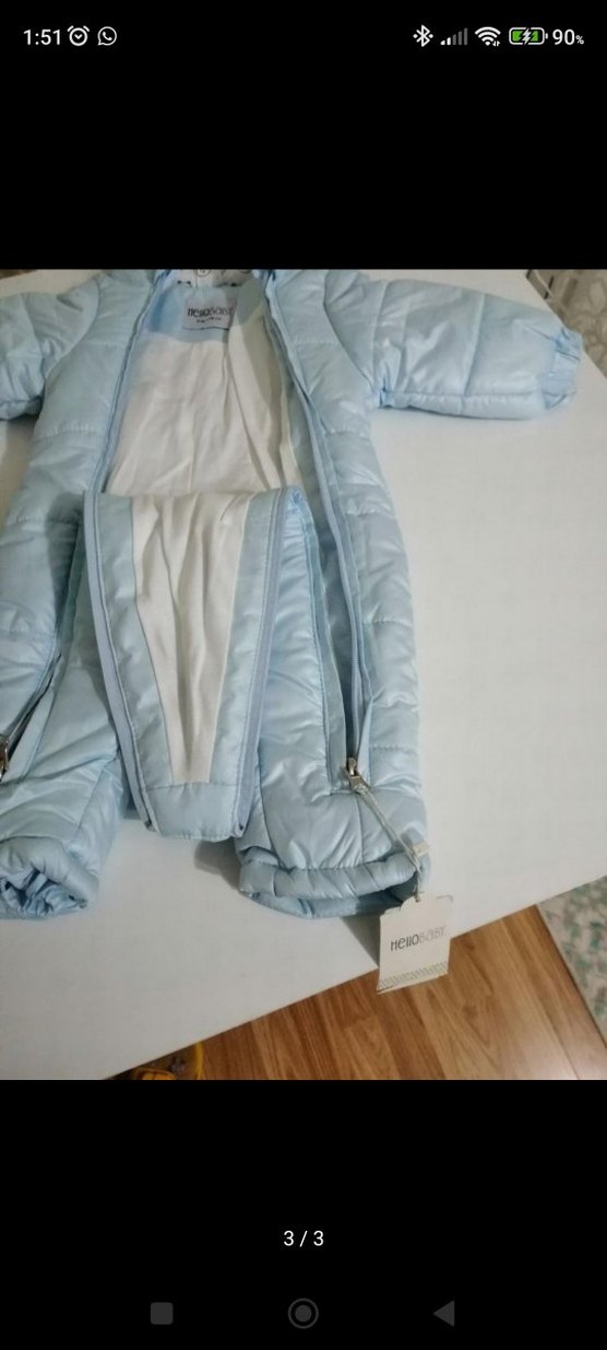 Mavi Bebek Kayak Tulumu Fermuarlı Kapüşonlu - Görsel 3