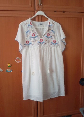 Nakışlı Bohem Mini Tunik