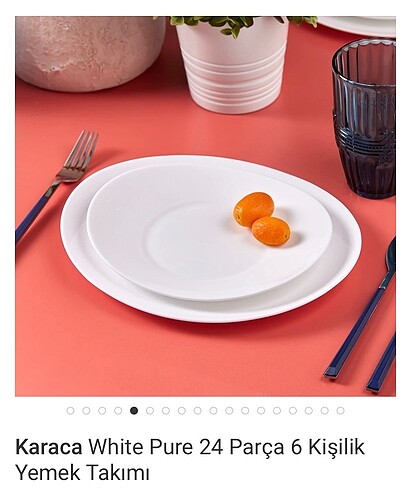  Beden beyaz Renk KARACA 24 parça 6 kişilik yemek takımı