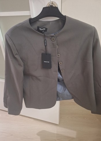 Massimo Dutti Dugmeli Gri Mini Kadin Blazer Ceket