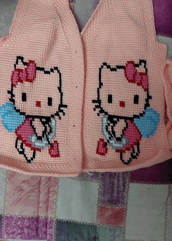 Nakışlı Pembe Kız Çocuk Triko Süveter
