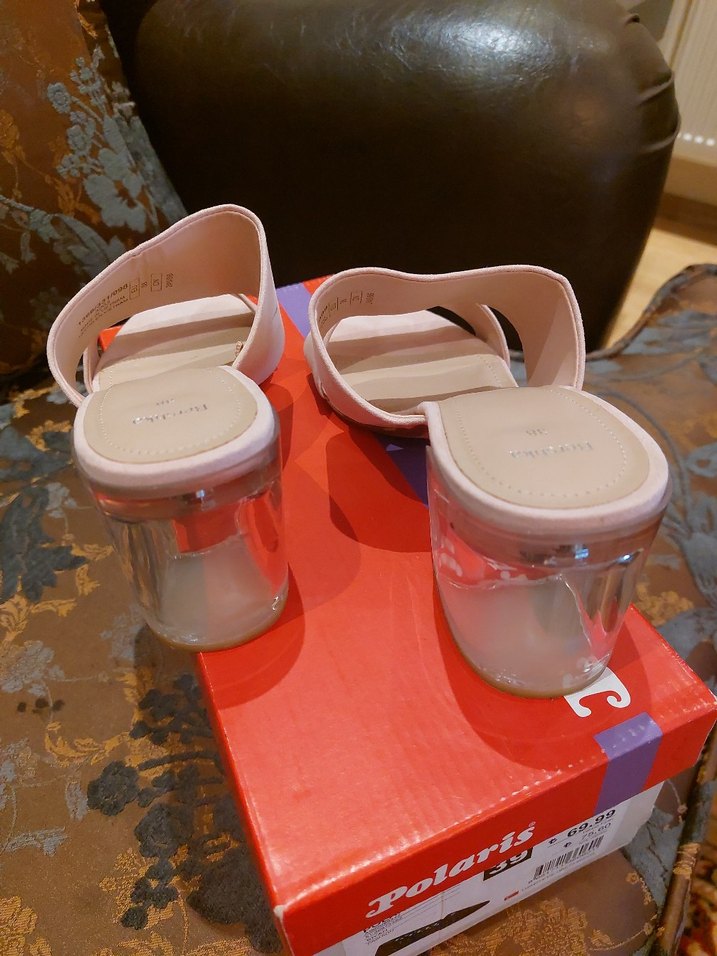 Pembe Süet Kadın Topuklu Terlik 38 numara - Görsel 3