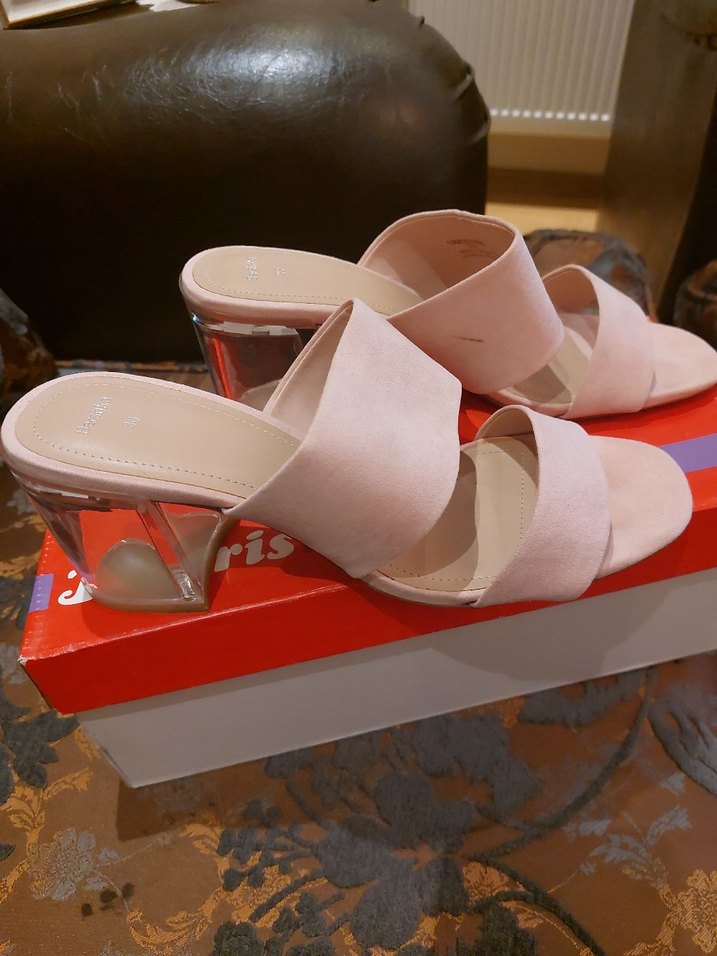 Pembe Süet Kadın Topuklu Terlik 38 numara - Görsel 2