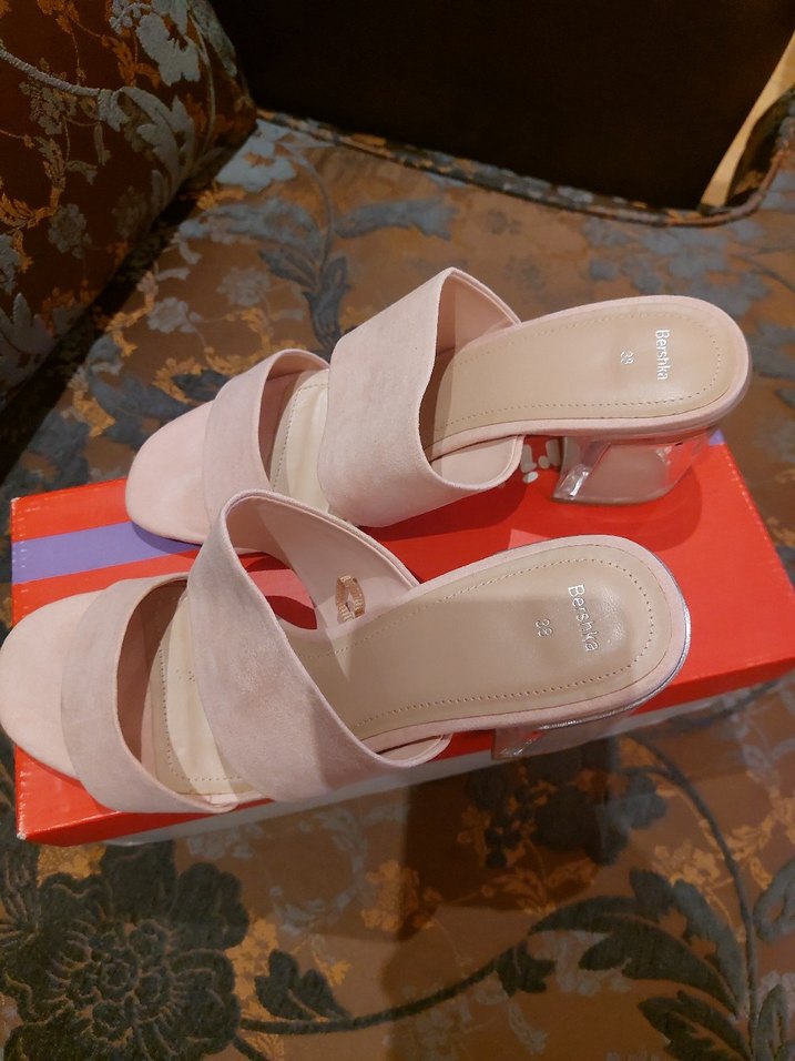 Pembe Süet Kadın Topuklu Terlik 38 numara - Görsel 4